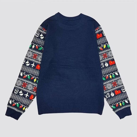 Men's Home Alone Filthy Animal Crewneck Pullover Ugly Sweater Blue L NWT - Picture 2 of 3